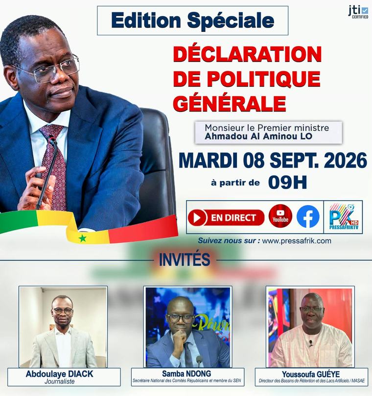 Édition spéciale DPG : Ahmadou Al Aminou Lo devant la représentation nationale ce mardi sur PressAfrik TVHD