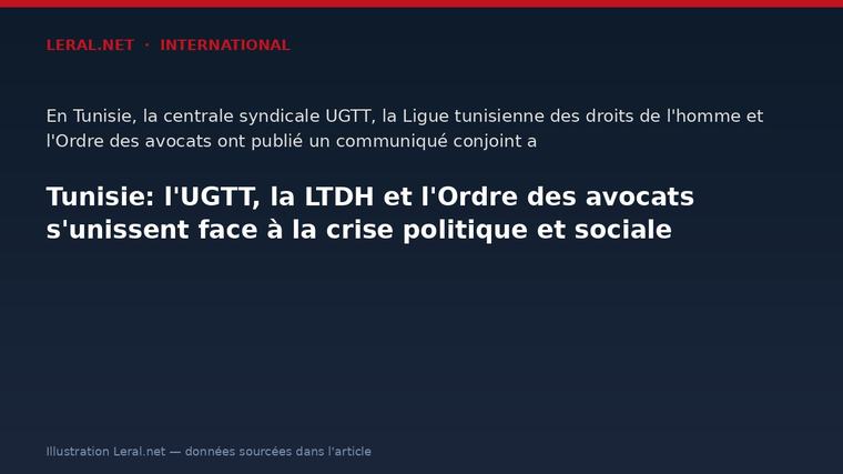 Tunisie: l'UGTT, la LTDH et l'Ordre des avocats s'unissent face à la crise politique et sociale