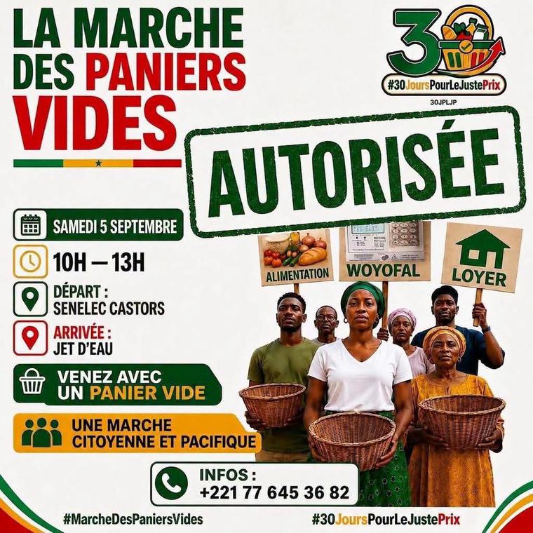 Dakar, cherté de la vie: une marche pacifique prévue ce samedi